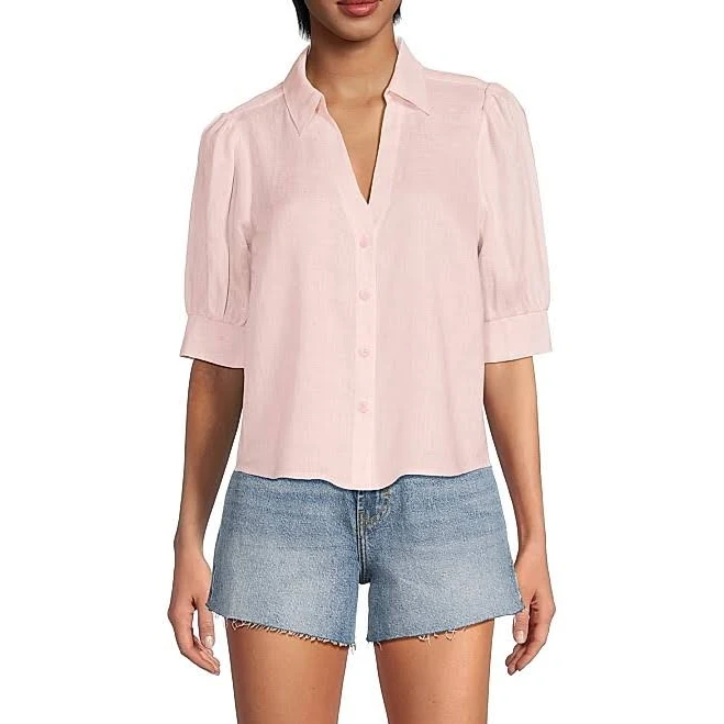 top Saks Fifth Avenue Women's Linen Puff Sleeve Top Saks OFF 5TH $19.97