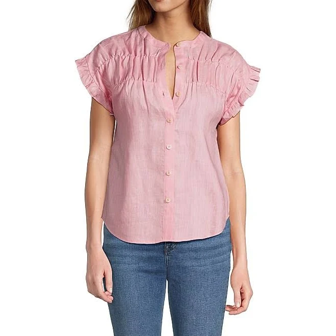 blouses Saks Fifth Avenue Women's Linen Smocked Shirt Saks OFF 5TH $29.97