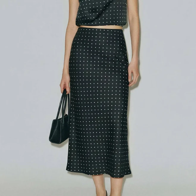 skirt Satin Dot Midi Slip Skirt New York & Company $39.99