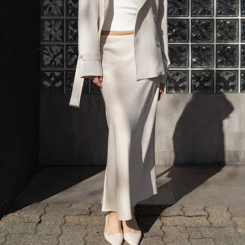 skirt Satin Midi Skirt | OAK + FORT Champagne / Large Oak and Fort US $78