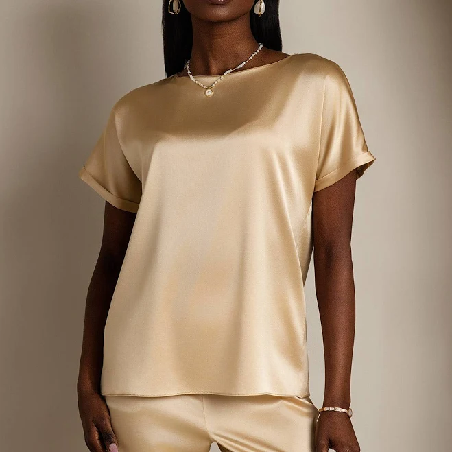 top Silk Boat Neck T-Shirt SilkSilky $82.95