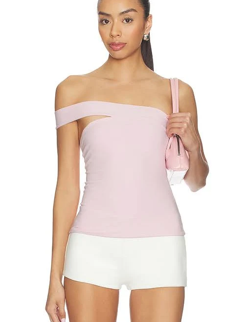 one shoulder top Skims Women's Asymmetrical Cotton Jersey Top REVOLVE $54