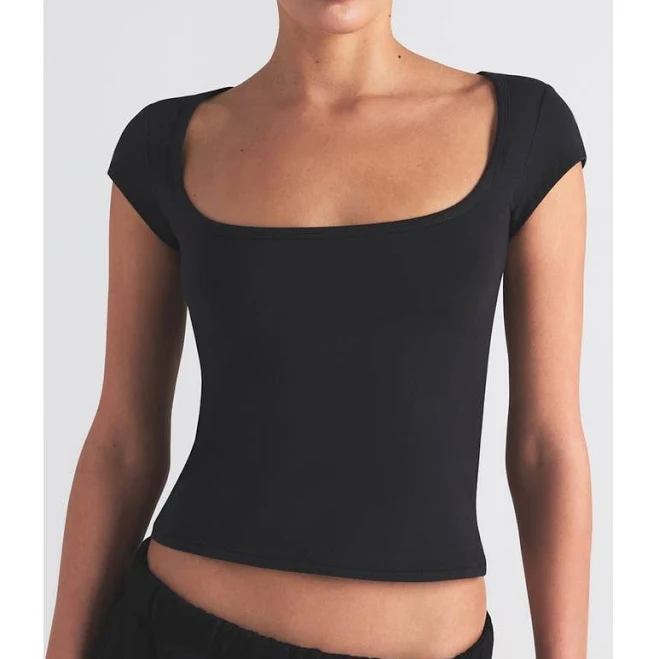 scoop neck top Skims Women's Scoop Neck Cotton Jersey T-Shirt Nordstrom $50