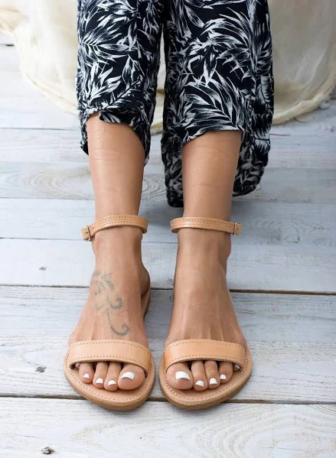 shoes Sleek Fit Leather Ankle Strap Sandals Etsy - GreekLeatherLab $57.59