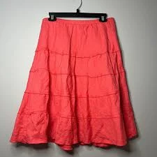 skirt Soft Surroundings Tiered Skirt Coral 100% Linen Elastic Waist Coastal Medium eBay $24.43