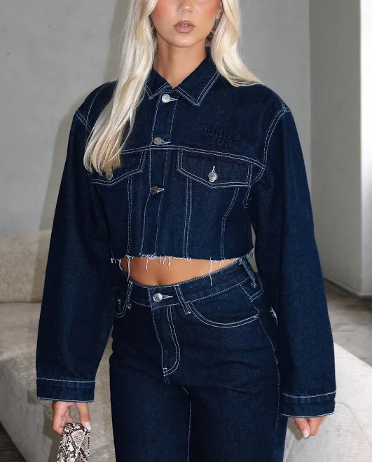 outerwear Something to Prove Cropped Denim Jacket White Fox Boutique $79.99