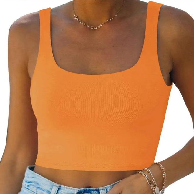 top Square Neck Seamless Sleeveless Crop Top Reoria $29.97