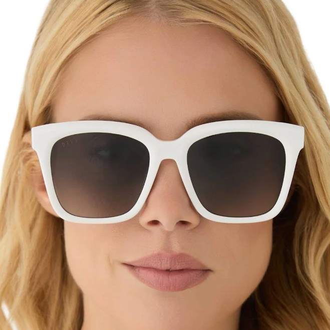 accessory Square Polarized - White Cloud Grey Gradient Frame - Grey Lens - Meredith By DIFF Eyewear DIFF Eyewear $128