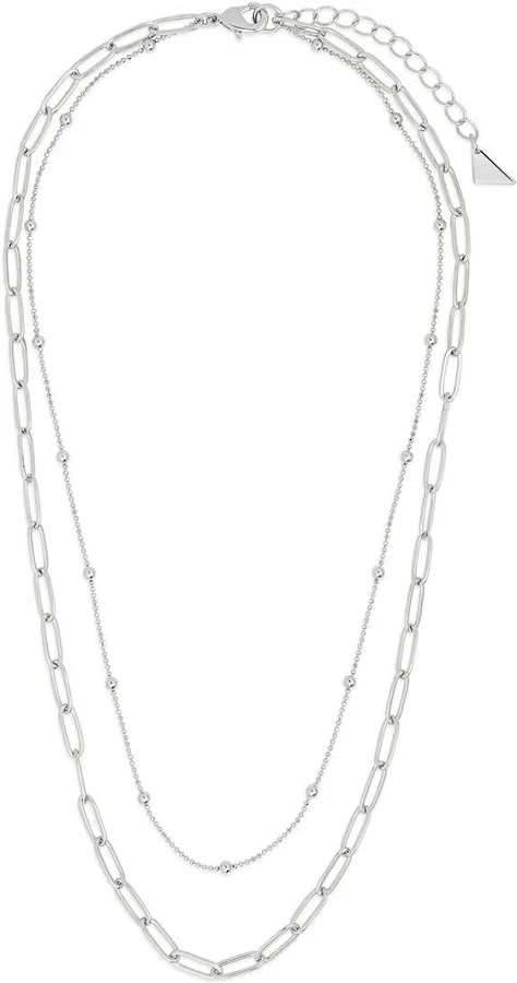 accessory Sterling Forever Leah Beaded Paperclip Layered Chain Necklace Gilt.com $25.99