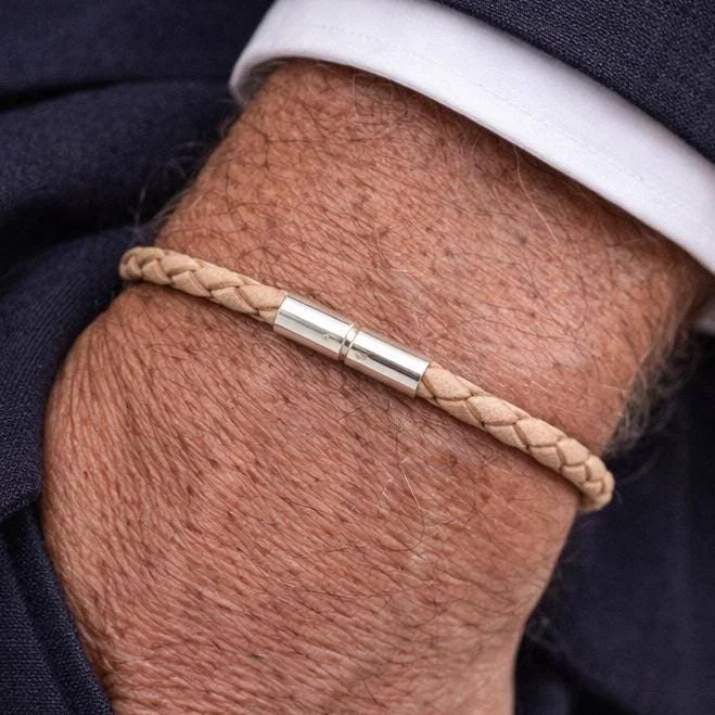 accessory Sterling Silver Braided Leather Bracelet Etsy - CarlaMarieJewellery $35.44