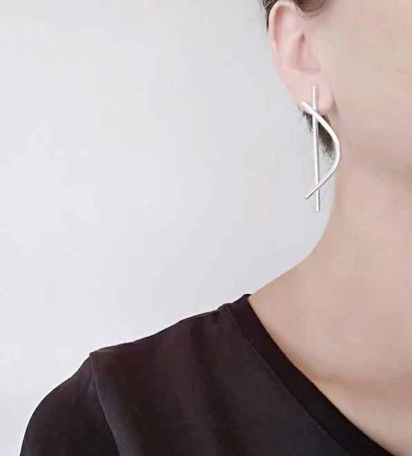 accessory Sterling Silver Geometric Arch Drop Earrings Etsy - Seller $132.52