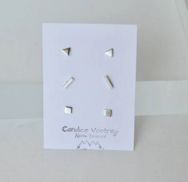 accessory Sterling Silver Geometric Stud Earring Set Etsy - TopOfThePassJewelry $35.7