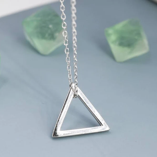 accessory Sterling Silver Minimalist Open Triangle Geometric Pendant Necklace - Simple and Elegant. Minimalist Triangle Necklace Etsy - SilverRainSilver $26.87
