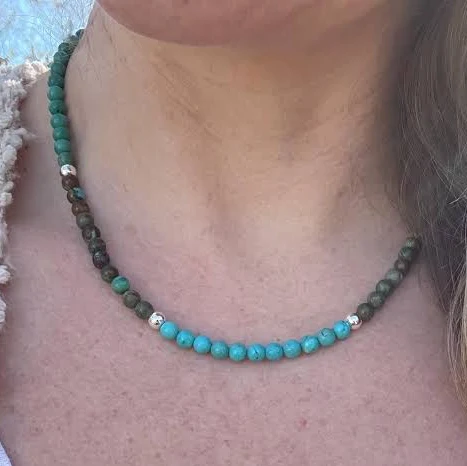 accessory Sterling Silver Turquoise Beaded Necklace Etsy - TheBeadCounter $66.6