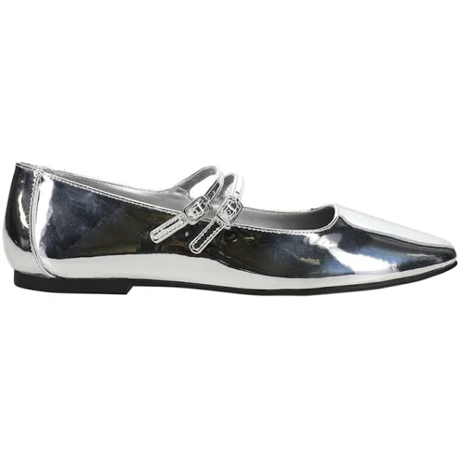 shoes Steve Madden Womens Alisah Metallic Mary Jane Flats shoebacca.com $44.97