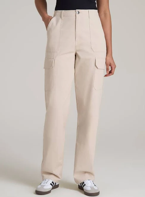 pants Straight Leg Cargo Chino Pants for Tall Women in Soft Beige American Tall $59