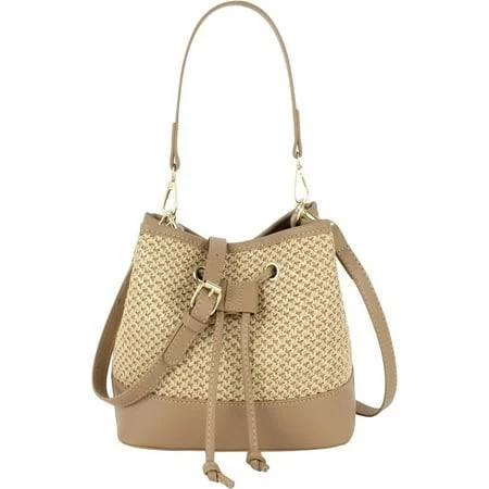 bag Straw Woven Cross-Body Bag with Drawstring Walmart - QiXinKu $33.65
