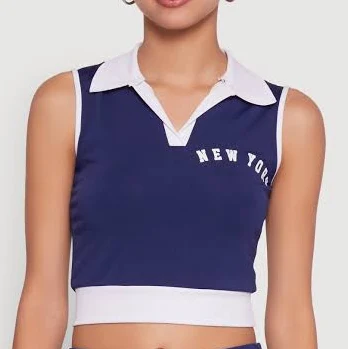 top Stylish Cropped Polo Top Rainbow Shops $3