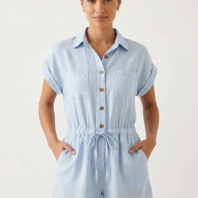 romper Summer Solstice Linen Romper By Paty Stell $85