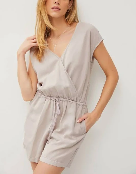 romper Surplice Drawstring Tencel Romper Cultured Cloths Apparel & Accessories $35.99