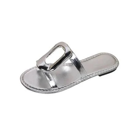shoes SYMSHOES Women's Metallic Slide Sandals with Buckle Detail Walmart - GUZOM SHOES $17.7