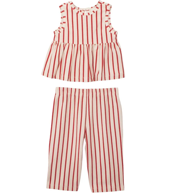 matching set Terracotta Stripe Sleeveless Two Piece Set Red / 5 Mabel and Honey $61