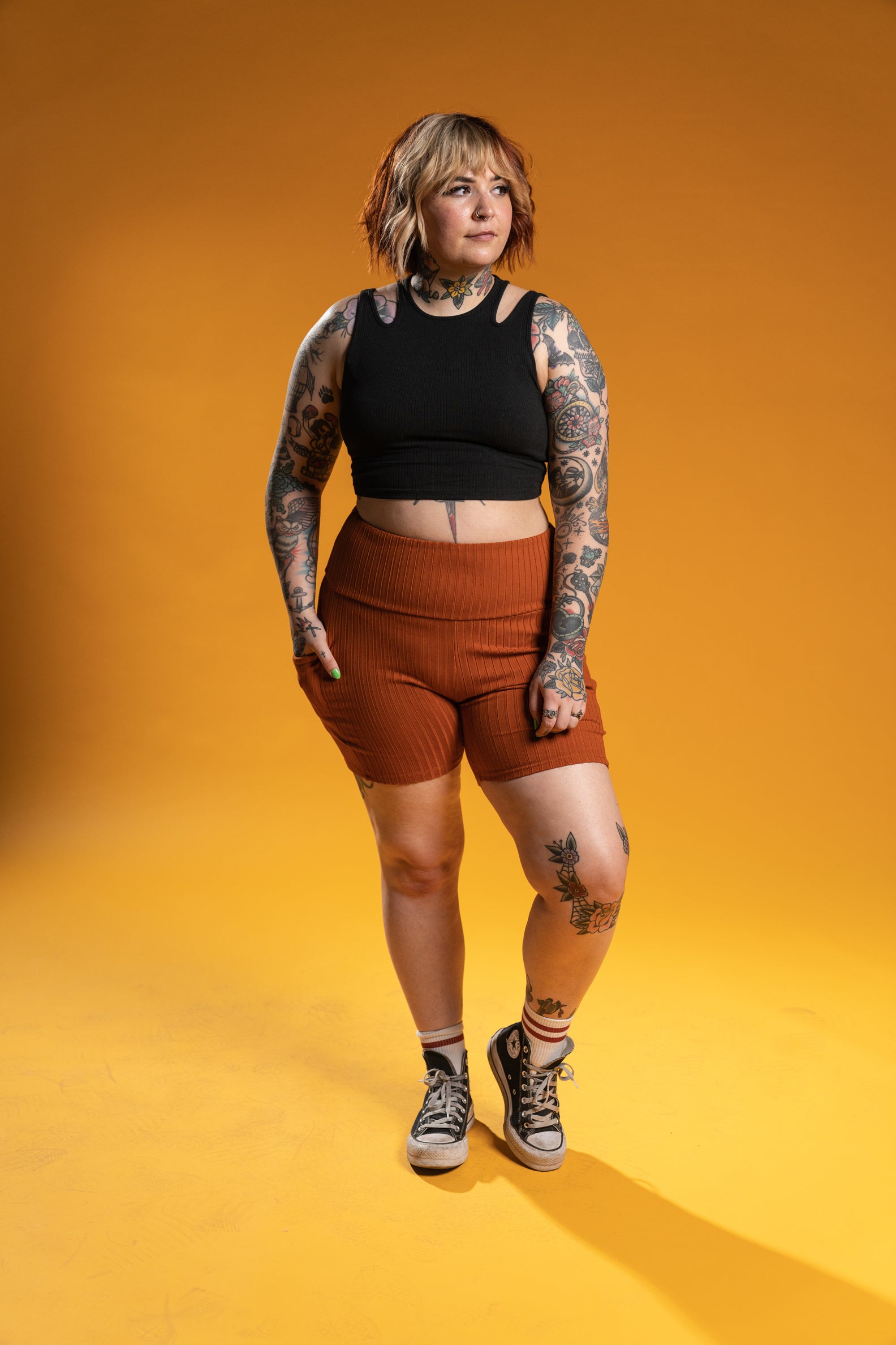 biker shorts The Phoenix Ribbed Bike Short - Burnt Orange Girrlscout $15