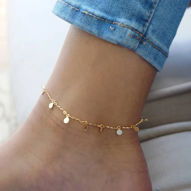 accessory Tiny Discs Dainty Gold Chain Anklet Etsy - LayerIt $20.8
