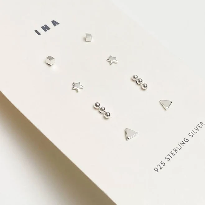 accessory Tiny Sterling Silver Stud Earring Set Etsy - Seller $42.4