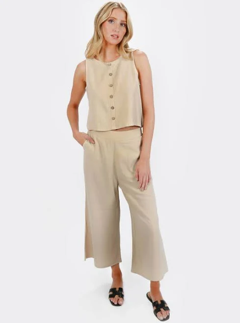 matching set TOBI Nielle Linen Tank Top and Pants Set Tobi $27