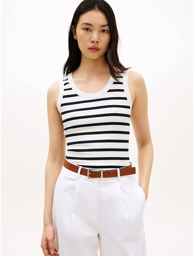 top Tommy Hilfiger Women's Stripe Rib-Knit Tank Top Tommy Hilfiger $19.75