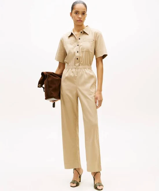 jumpsuit Tommy Hilfiger Women's Utility Shirt Short-Sleeve Jumpsuit Macy's $54.18