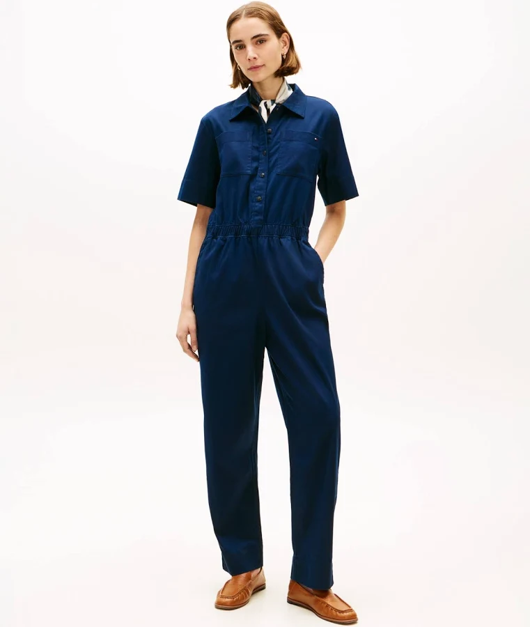 jumpsuit Tommy Hilfiger Women's Utility Shirt Short-Sleeve Jumpsuit Macy's $77.4