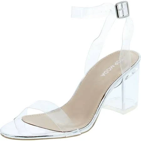 shoes Top Moda Women's Ivan-1 Lucite Clear Strappy Block Chunky Heel Sandal Walmart - Off Price Direct $18.97