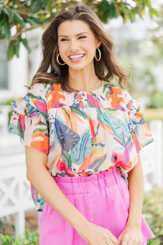 off-shoulder top Tropical Blouse The Mint Julep Boutique $60