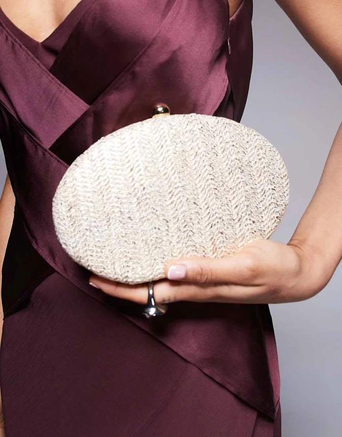 bag True Decadence Round Structured Woven Clutch Bag ASOS $46