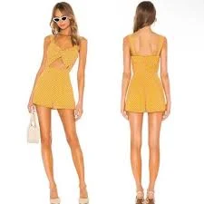 romper Tularosa | Revolve | Brianna Polka Dot Yellow Romper - worn once. So cute on! Poshmark $85