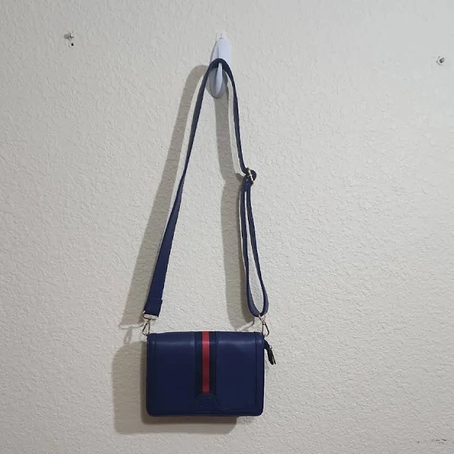 bag Unbranded Bags | Navy Blue And Red Crossbody Bag Faux Leather. | Color: Blue/Red | Size: Os | Verogodoy0302's Closet Poshmark $30