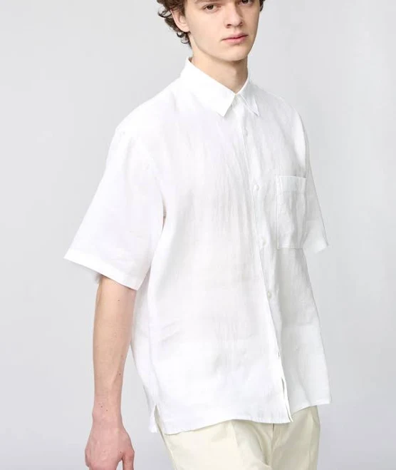 top UNIQLO Men's Oversized Linen Shirt uniqlo.com/us $29.9