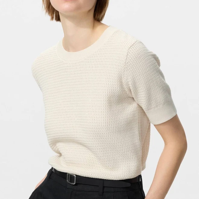 top UNIQLO Women's Cotton Short Sleeve Sweater uniqlo.com/us $29.9