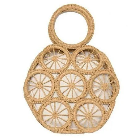 bag VHUNT Women's Round Straw Tote Handbag Walmart - CAIMCHI $22.92