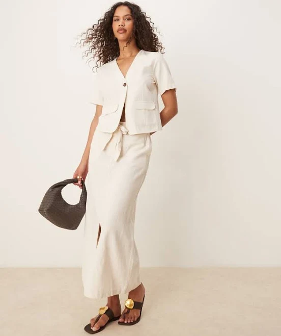 skirt Vila Linen-Touch High Waist Slit Front Maxi Skirt ASOS $69