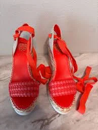 shoes Vince Camuto Orange Espadrille Wedge Sandals Woven Tie Ankle Strap Women's 7 Etsy $40