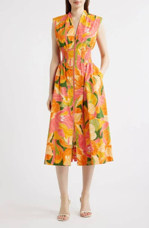 dress Vince Camuto Women's Abstract Floral Cotton Midi Dress Nordstrom $168