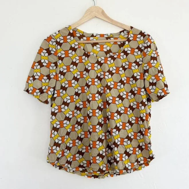 top Vintage 70s Handmade Geometric Blouse Etsy - maybeNVR $20.25