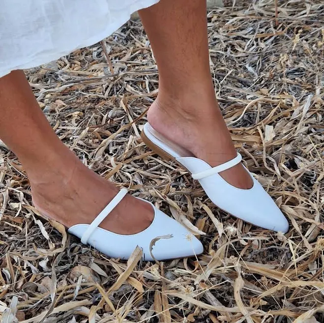 shoes White Leather Pointy Mules Etsy - GrecianLeatherGoods $107.66