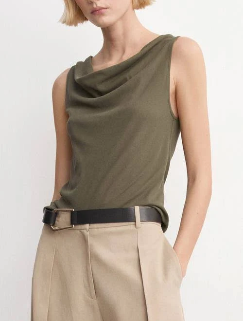 top Woman MANGO Fitted top with draped neckline Nordstrom $39.99