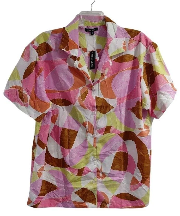 baggy oversized outfit Women's Abstract Print Short Sleeve Button Up Shirt Etsy - Seller $16