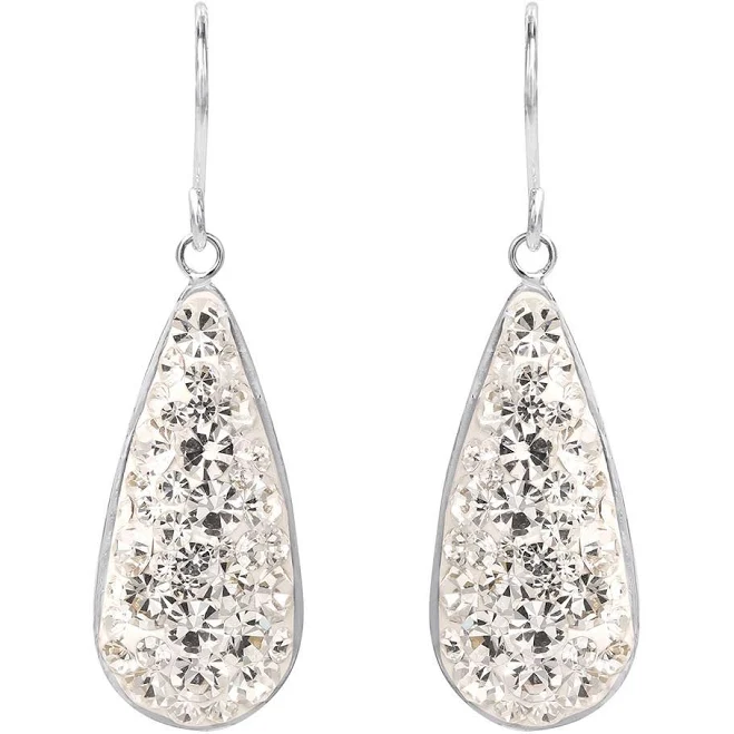 accessory Womens Brass Silver-Plated White Crystal Teardrop Dangle Earrings Boscov's $19.99