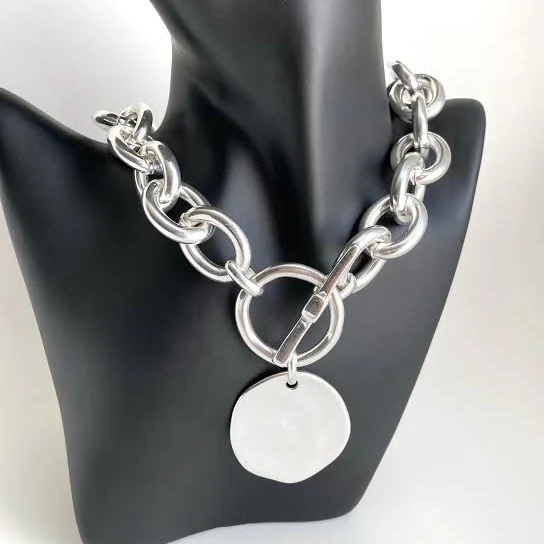 accessory Women's Chunky Pendant Silver Chain Necklace Etsy - Silvershopjewellery $139.46